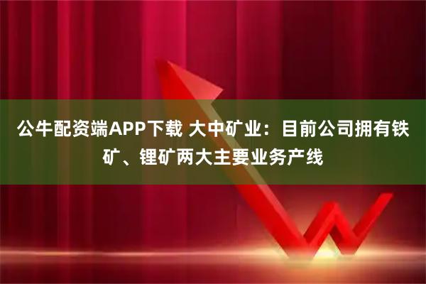 公牛配资端APP下载 大中矿业：目前公司拥有铁矿、锂矿两大主要业务产线